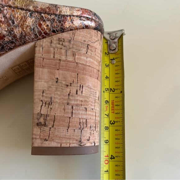 Etienne Aigner Bronze Metallic Cork Block Heel Heeled Mule Sandal Womens 8.5 - Picture 7 of 10